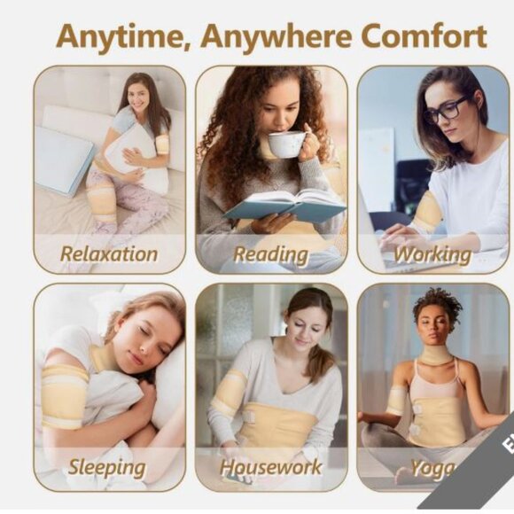 NEW Castor Oil Pack Wrap 9 Pcs -Reusable Hot/Cold Therapy Kit for Neck Back Knee - Picture 4 of 8